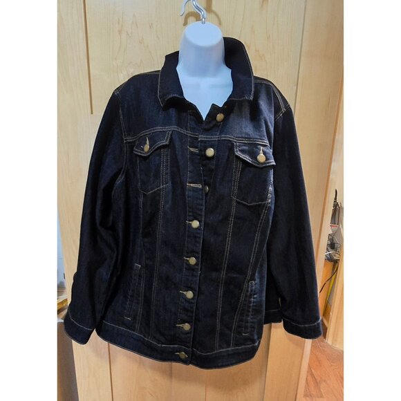 CJ Banks Womens Denim Jacket Size 2X With Button Front & Pockets - Picture 1 of 4